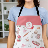Tablier Cute Motif à l'aquarelle rose Monogramme