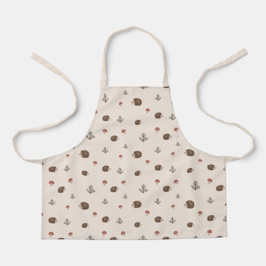 Tablier Cute Motif forestier de Hérisson et Champignons (Recto)