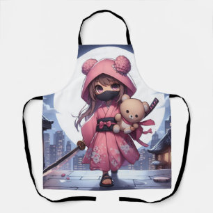 Tablier Cute ninja guerrière fille & teddy