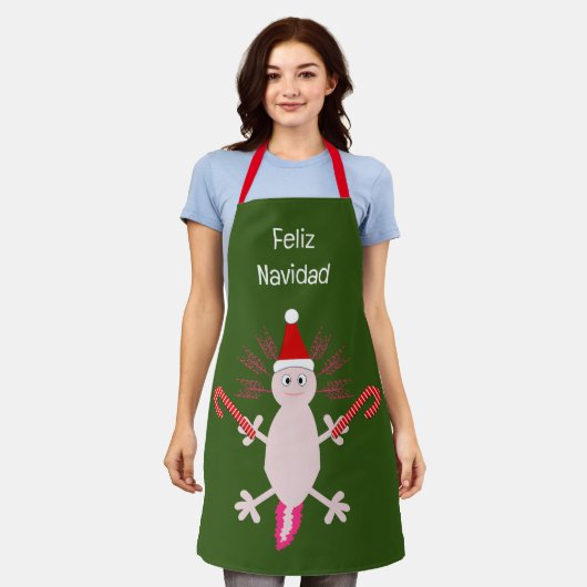 Tablier Cute Noël Axolotl Custom (Porté)
