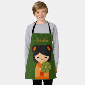 Tablier Cute orange Kokeshi poupées japonaises (Porté)