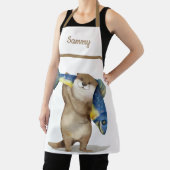 Tablier Cute Otter transportant du poisson Monogrammé (Insitu)