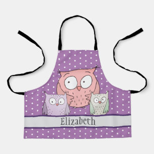 Tablier Cute Owl Nom de famille Enfants Motif animal