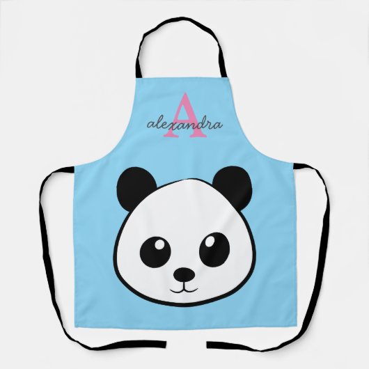 Tablier Cute Panda Bear – Personalized Monogram Kitchen (Recto)