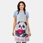 Tablier Cute Panda Hugging Heart (Porté)