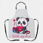 Tablier Cute Panda Hugging Heart (Recto)