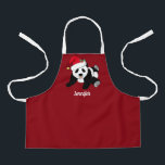 Tablier Cute Panda Ours Personnalisé Rouge Enfants Noël<br><div class="desc">This pretty Santa Panda apron is a beautiful animal holiday gift for a child who loves panda bears and red and green Christmas théed presents. I like gibier animals and a Christmas panda bear takes the cake wearing a red Santa hat ! Personalize with your kids name.</div>