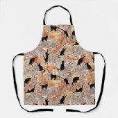 Tablier Cute Paris Café Chats Noirs Gris & Motif Brown (Recto)
