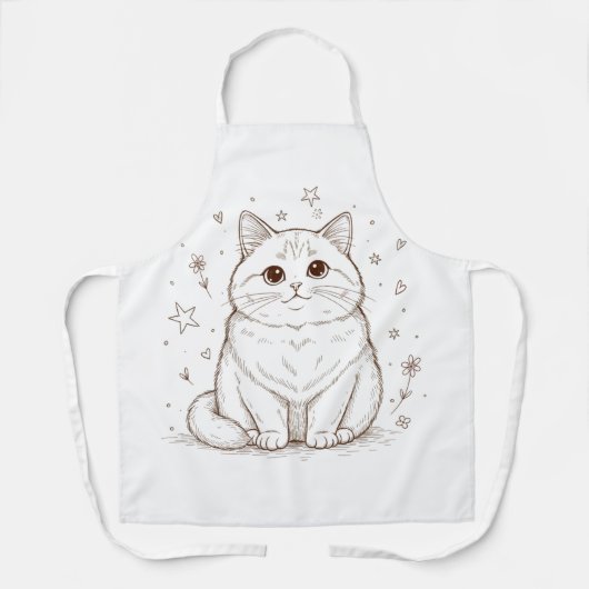 Tablier Cute Pastel Cat All-Over Print Apron for Cat Lover (Recto)