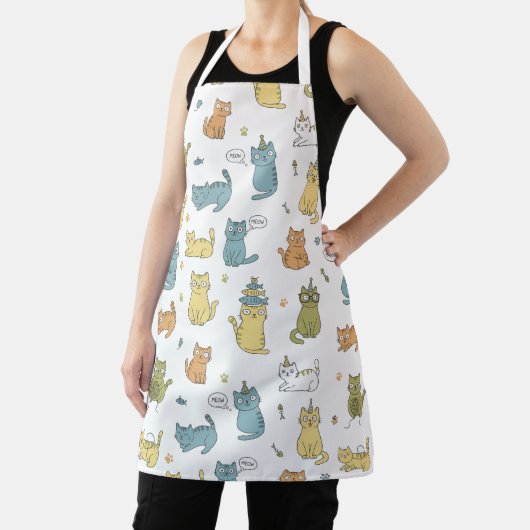 Tablier Cute Pastel Cat Pattern Apron Gift For Cat Lovers (Insitu)