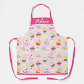 Tablier Cute Pastel Cupcakes Pink Motif Personnalisé (Recto)