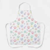 Tablier Cute Pastel Paw Prints and Flowers Pattern (Recto)