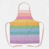 Tablier Cute Pastel Rainbow Stripes Nom personnalisé (Recto)