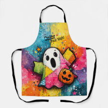 Cute Patchwork Ghost Colorful Splatter Art
