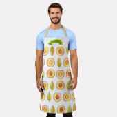 Tablier Cute Peach Halles Feuilles verts Design Nom person (Porté)