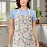 Tablier Cute Pêche Et Blanc Fleur Faisée<br><div class="desc">Cute Pêche Et Blanc Floral Daisy Apron</div>