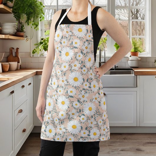 Tablier Cute Pêche Et Blanc Fleur Faisée