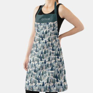 Tablier Cute Personalised Christmas Winter Pattern Apron.