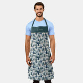 Tablier Cute Personalised Christmas Winter Pattern Apron. (Porté)