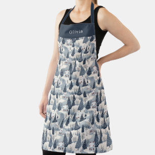 Tablier Cute Personalised Christmas Winter Pattern Apron.