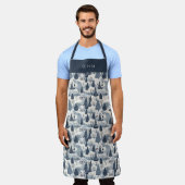 Tablier Cute Personalised Christmas Winter Pattern Apron. (Porté)