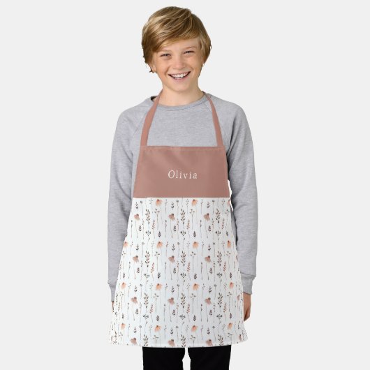 Tablier Cute Personalised Floral Botanical Pattern Apron (Porté)