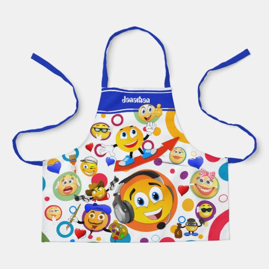 Tablier Cute personnalisée Funny Emojis Kids (Recto)