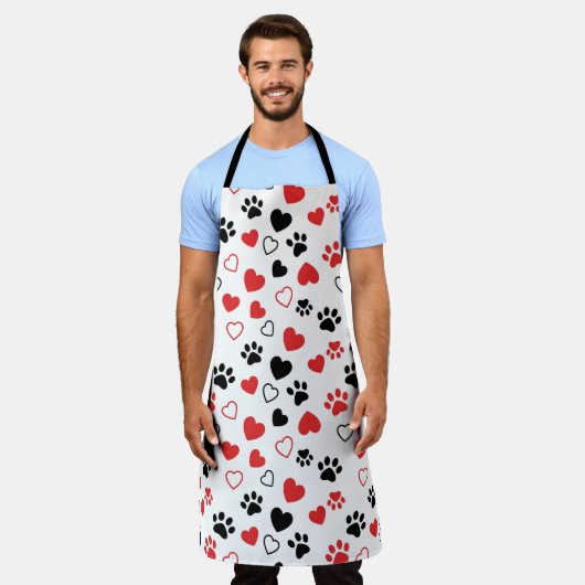 Tablier Cute Pet Paw Print and Heart Pattern Kitchen Apron (Porté)