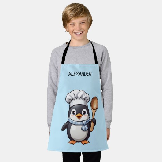 Tablier Cute Pingouin Chef Personnaliser L'Espace Enfant (Porté)