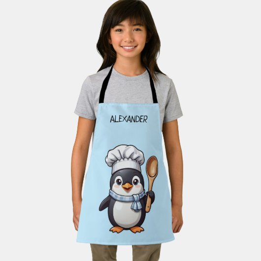 Tablier Cute Pingouin Chef Personnaliser L'Espace Enfant (Insitu)