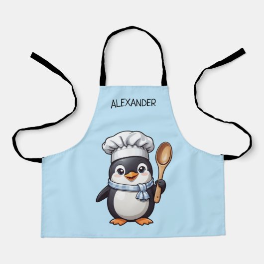 Tablier Cute Pingouin Chef Personnaliser L'Espace Enfant (Recto)