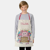 Tablier Cute Pink Fluffy Sock Monster Kids Design (Porté)