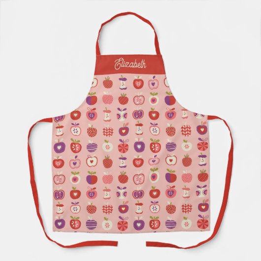 Tablier Cute Pink Retro Apple Fruit Pattern (Recto)