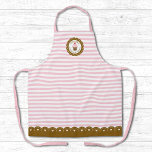 Tablier Cute Pink Strike Baking<br><div class="desc">Un joli tablier à pâtisserie rayé rose et blanc. Un joli tablier de boulangerie de style rétro. Un joli cupcake rose sur un arrière - plan en cercle coquillé. Personnalisez-le avec votre nom ou autre texte. Choisissez parmi 3 tailles : 2 pour adultes et 1 pour enfants. Un grand cadeau...</div>