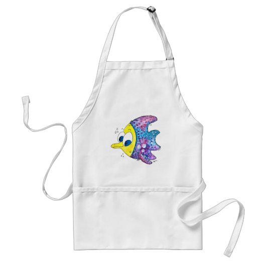 Tablier Cute poisson blanc coloré (Devant)