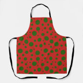Tablier Cute polka point Noël Rouge Vert motif (Recto)
