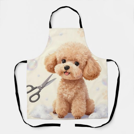 Tablier Cute Poodle Grooming Bubbles Scissors  (Recto)