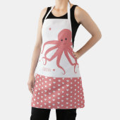 Tablier Cute poulpe Coeur rose Blanc Nom animal (Insitu)