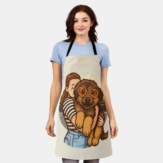 Tablier Cute Puppy with Heart Sunglasses (Porté)