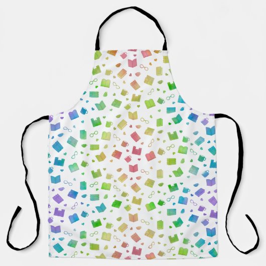 Tablier Cute Rainbow Book et Motif de lecture (Recto)