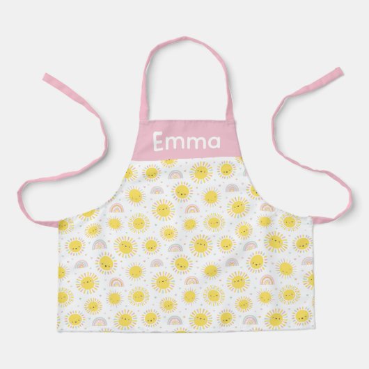 Tablier Cute Rainbows, soleil et coeur pastel (Recto)