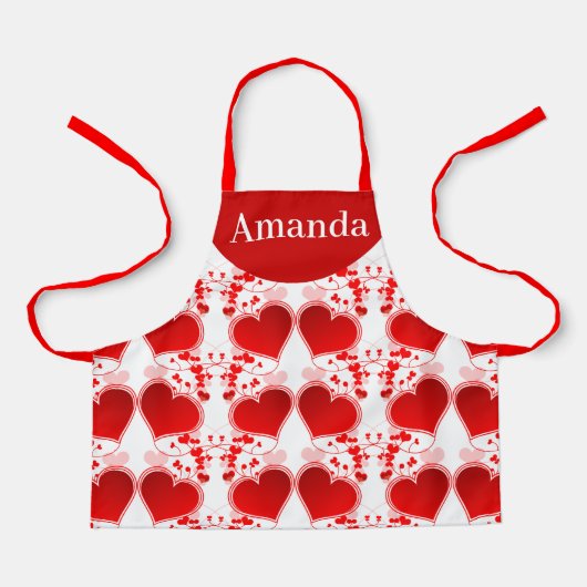 Tablier Cute Red Heart Personalized Valentine's Day (Recto)