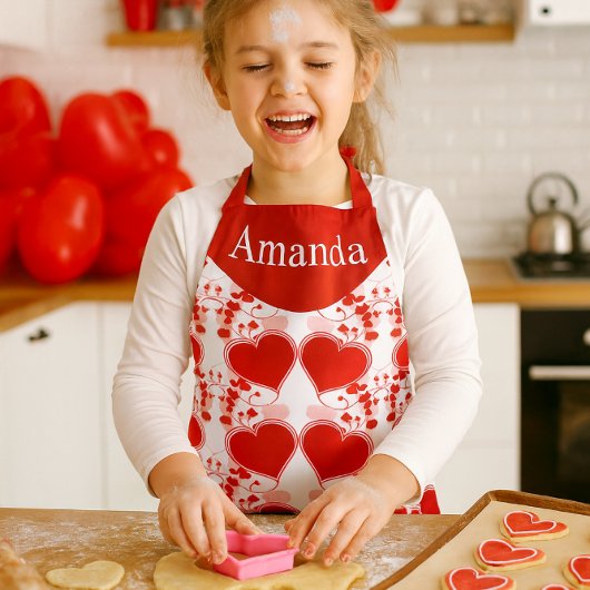 Tablier Cute Red Heart Personalized Valentine's Day 