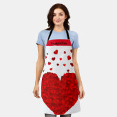 Tablier Cute Red Heart Valentine Personnalisé (Porté)