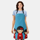 Tablier Cute Red Kokeshi poupées japonaises (Porté)