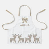 Tablier Cute Reindeer & Bow Drawing Christmas Name (Recto)