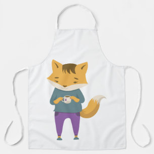 Tablier Cute renard avec tasse de thé