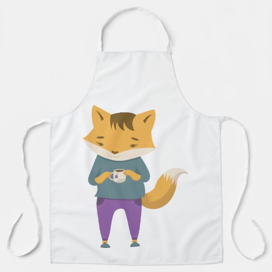 Tablier Cute renard avec tasse de thé (Recto)