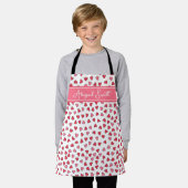 Tablier Cute Rose & Coeurs Rouge Motif Enfants Apron (Porté)