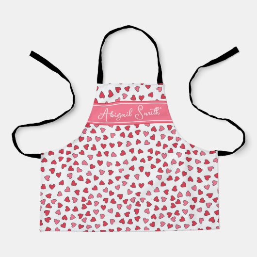 Tablier Cute Rose & Coeurs Rouge Motif Enfants Apron (Recto)